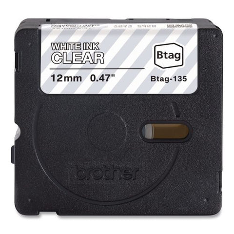 Genuine P-touch Btag Label Tapes, 0.47" X 13.1 Ft, White On Clear
