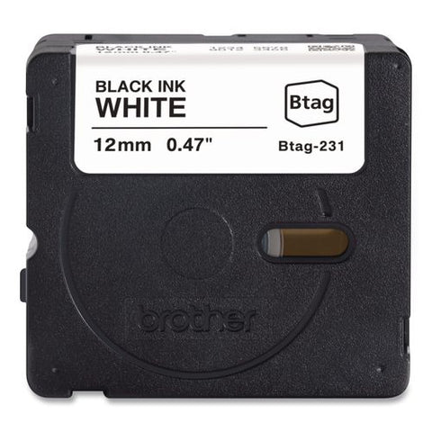 Genuine P-touch Btag Label Tapes, 0.47" X 13.1 Ft, Black On White