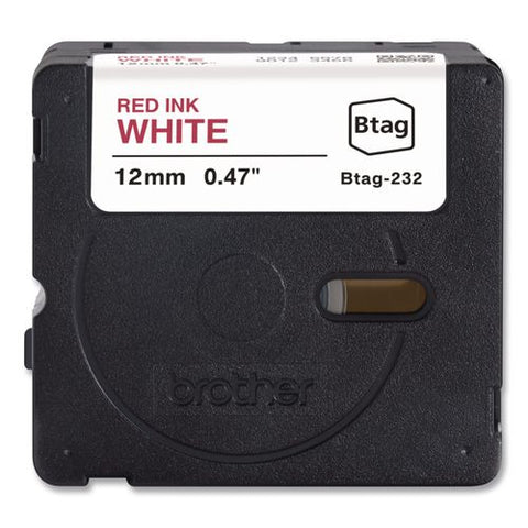 Genuine P-touch Btag Label Tapes, 0.47" X 13.1 Ft, Red On White