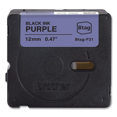 Genuine P-touch Btag Label Tapes, 0.47" X 13.1 Ft, Black On Purple