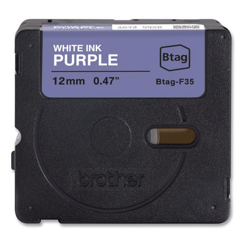 Genuine P-touch Btag Label Tapes, 0.47" X 13.1 Ft, White On Purple