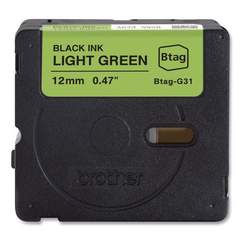 Genuine P-touch Btag Label Tapes, 0.47" X 13.1 Ft, Black On Light Green
