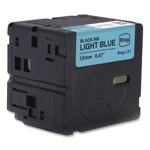 Genuine P-touch Btag Label Tapes, 0.47" X 13.1 Ft, Black On Light Blue