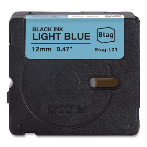Genuine P-touch Btag Label Tapes, 0.47" X 13.1 Ft, Black On Light Blue