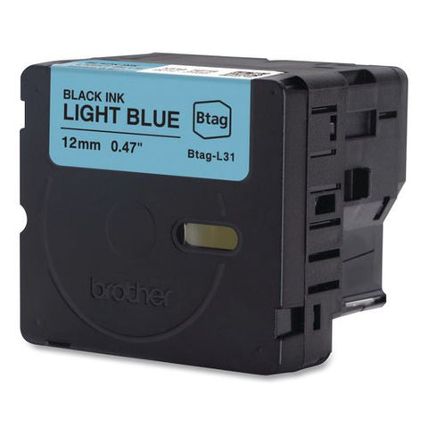 Genuine P-touch Btag Label Tapes, 0.47" X 13.1 Ft, Black On Light Blue