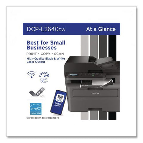 Dcp-l2640dw Wireless Compact Monochrome Multifunction Laser Printer, Copy/print/scan