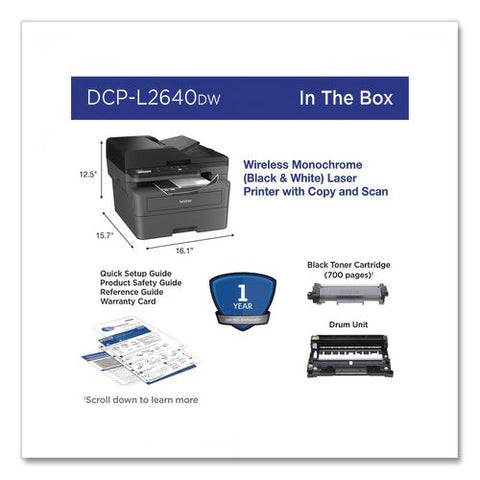 Dcp-l2640dw Wireless Compact Monochrome Multifunction Laser Printer, Copy/print/scan