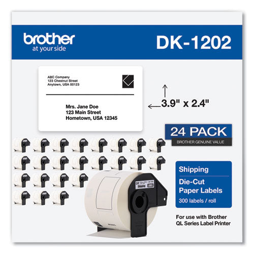 Die-cut Shipping Labels, 2.4 X 3.9, White, 300 Labels/roll, 24 Rolls/pack