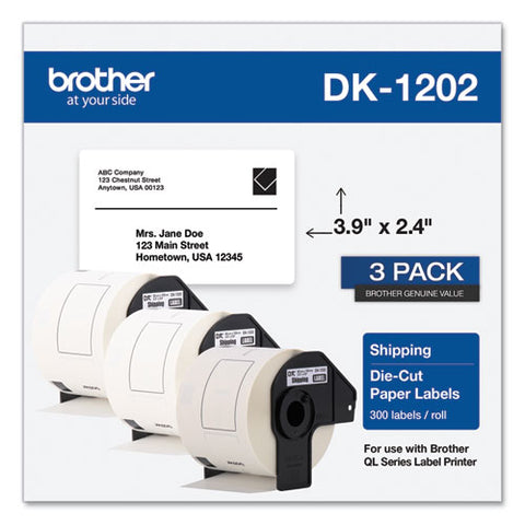 Die-cut Shipping Labels, 2.4 X 3.9, White, 300 Labels/roll, 3 Rolls/pack