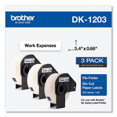Die-cut File Folder Labels, 0.66 X 3.4, White, 300 Labels/roll, 3 Rolls/pack