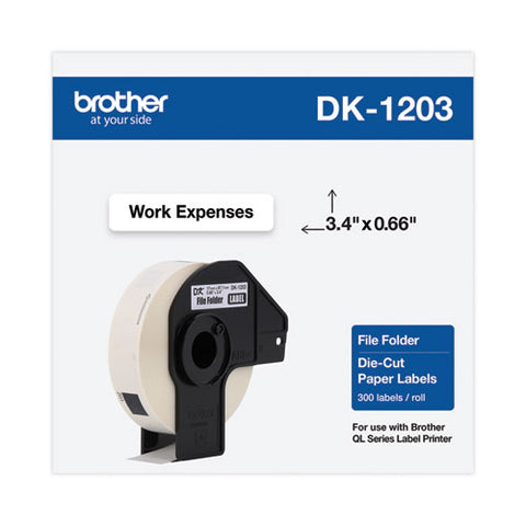Die-cut File Folder Labels, 0.66" X 3.4", White, 300 Labels/roll