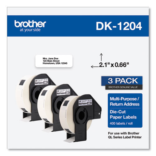 Die-cut Multipurpose Labels, 0.66 X 3.4, White, 400 Labels/roll, 3 Rolls/pack