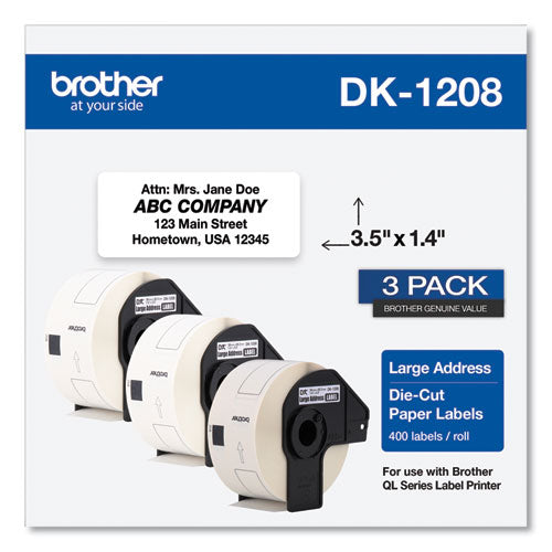 Die-cut Address Labels, 1.4 X 3.5, White, 400 Labels/roll, 3 Rolls/pack