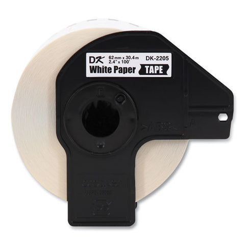 Continuous Paper Label Tape, 2.4" X 100 Ft, White, 24 Rolls/pack