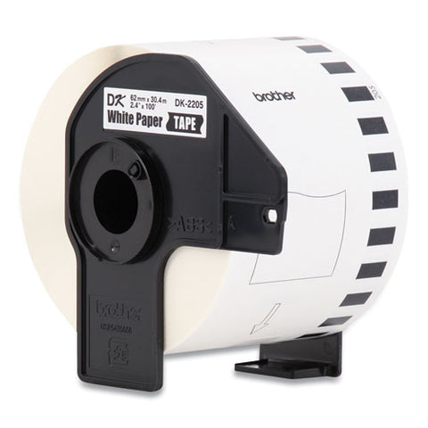 Continuous Paper Label Tape, 2.4" X 100 Ft, White, 24 Rolls/pack
