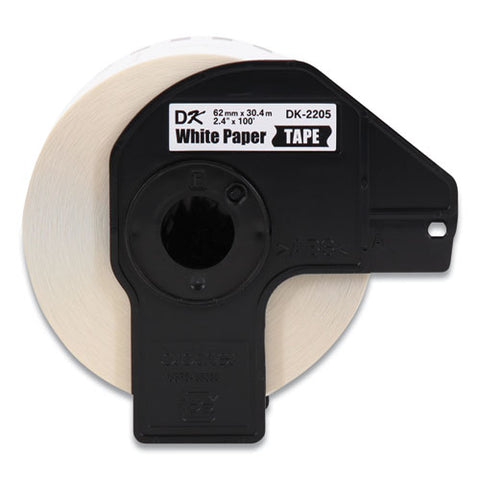 Continuous Paper Label Tape, 2.4" X 100 Ft, White, 3 Rolls/pack