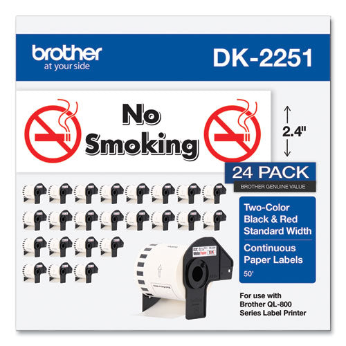 Continuous Paper Label Tape, 2.44 X 50 Ft, White, 24 Rolls/pack