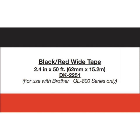 Continuous Paper Label Tape, 2.4" X 50 Ft, Black/white