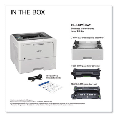 Hl-l6210dwt Wireless Business Monochrome Laser Printer With Dual Paper Trays