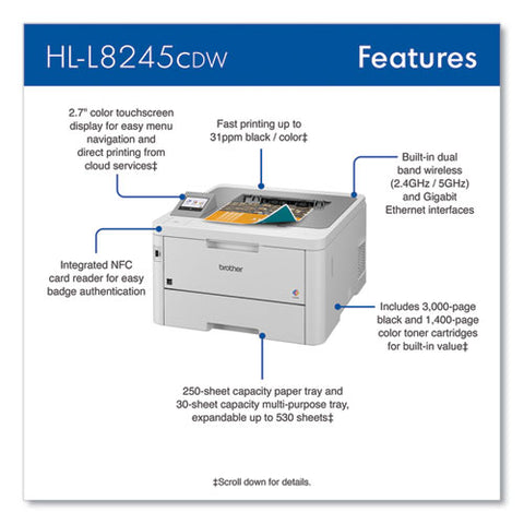 Workhorse Hl-l8245cdw Wireless Digital Color Printer