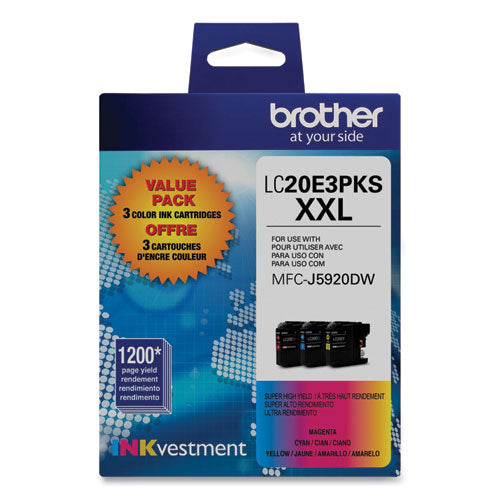 Lc20e3pks Super High-yield Ink, 1,200 Page-yield, Cyan/magenta/yellow, 3/pack