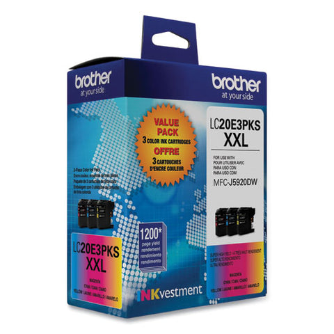 Lc20e3pks Super High-yield Ink, 1,200 Page-yield, Cyan/magenta/yellow, 3/pack