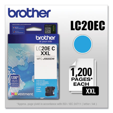 Lc20ec Inkvestment Super High-yield Ink, 1,200 Page-yield, Cyan