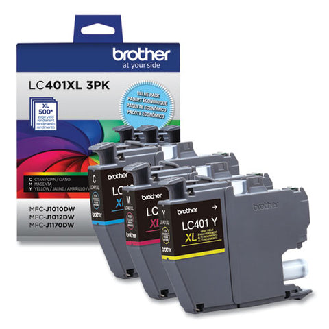 Lc401xl3pks High-yield Ink, 500 Page-yield, Cyan/magenta/yellow, 3/pack