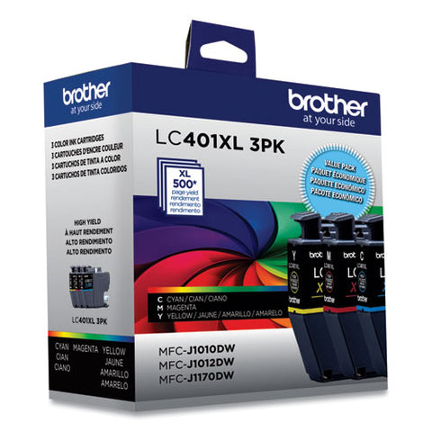Lc401xl3pks High-yield Ink, 500 Page-yield, Cyan/magenta/yellow, 3/pack