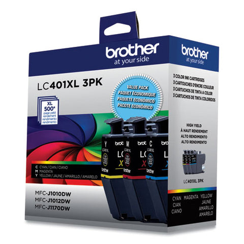 Lc401xl3pks High-yield Ink, 500 Page-yield, Cyan/magenta/yellow, 3/pack