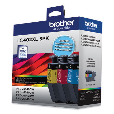 Lc402xl3pks High-yield Ink, 1,500 Page-yield, Cyan/magenta/yellow