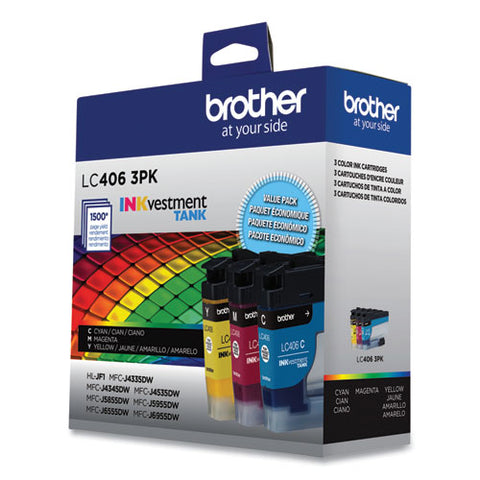 Lc4063pk Inkvestment Ink, 1,500 Page-yield, Cyan/magenta/yellow, 3 Pack