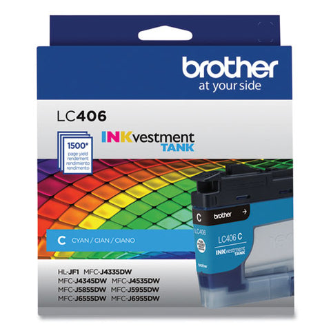 Lc406cs Inkvestment Ink, 1,500 Page-yield, Cyan
