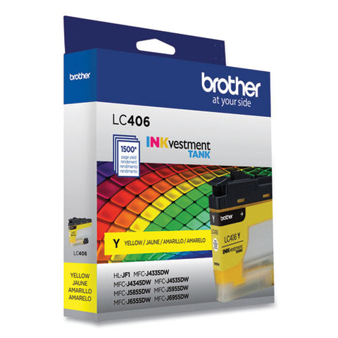 Lc406ys Inkvestment Ink, 1,500 Page-yield, Yellow