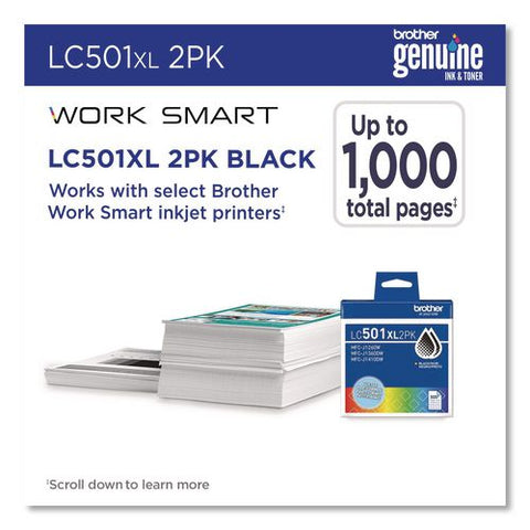 Lc501xl2pks High-yield Ink, 500 Page-yield, Black, 2/pack