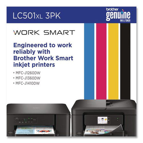 Lc501xl3pks High-yield Ink, 500 Page-yield, Cyan/magenta/yellow, 3/pack