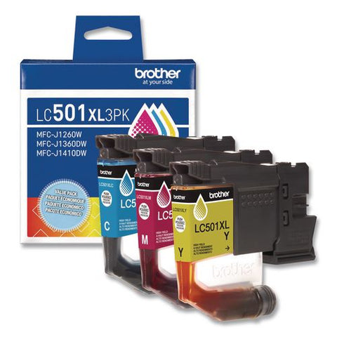 Lc501xl3pks High-yield Ink, 500 Page-yield, Cyan/magenta/yellow, 3/pack