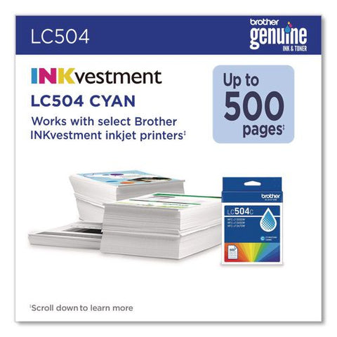 Lc504 Inkvestment Ink, 500 Page-yield, Cyan
