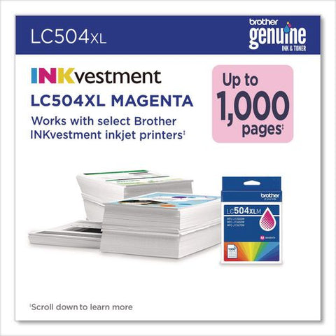 Lc504 Inkvestment, High-yield Ink, 1,000  Page-yield, Magenta