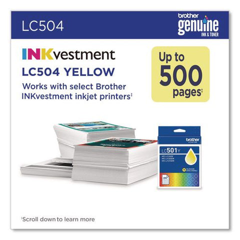 Lc504 Inkvestment Ink, 500 Page-yield, Yellow