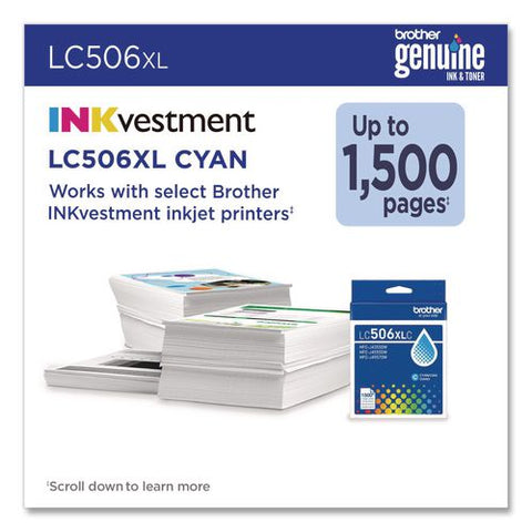 Lc506 Inkvestment, High-yield Ink, 1,500 Page-yield, Cyan