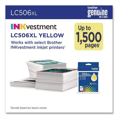 Lc506 Inkvestment, High-yield Ink, 1,500 Page-yield, Yellow
