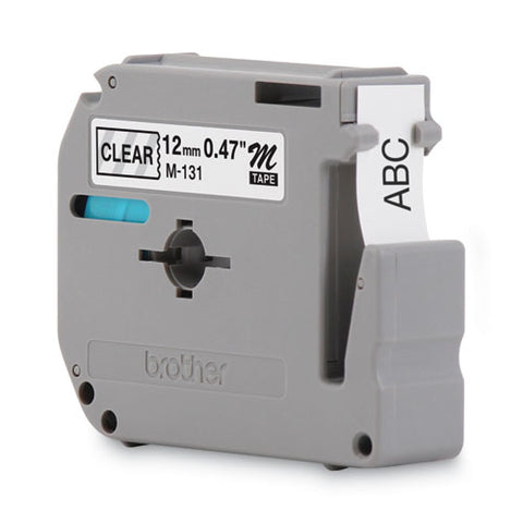 M Series Tape Cartridge For P-touch Labelers, 0.47" X 26.2 Ft, Black On Clear