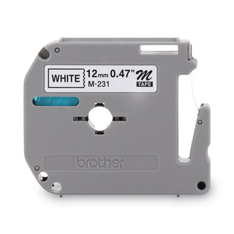 M Series Tape Cartridges For P-touch Labelers, 0.47" X 26.2 Ft, Black On White, 2/pack