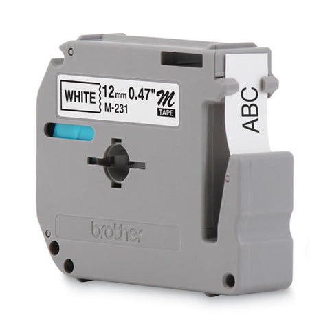 M Series Tape Cartridge For P-touch Labelers, 0.47" X 26.2 Ft, Black On White