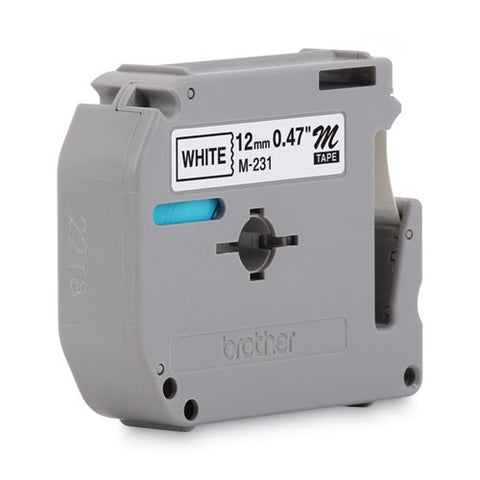 M Series Tape Cartridge For P-touch Labelers, 0.47" X 26.2 Ft, Black On White