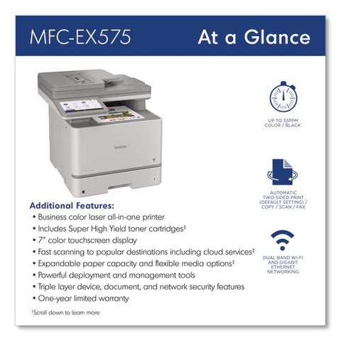 Mfc-ex575 Business Color Laser Aio Printer, Copy/fax/print/scan