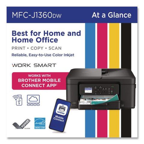 Mfcj1360dw Work Smart 1360 Wireless Color Inkjet Aio Printer, Copy/print/scan