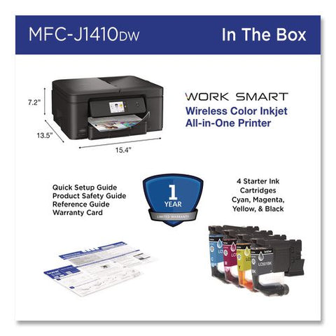 Mfcj1410dw Work Smart 1410 Wireless Color Inkjet Aio Printer, Copy/print/scan