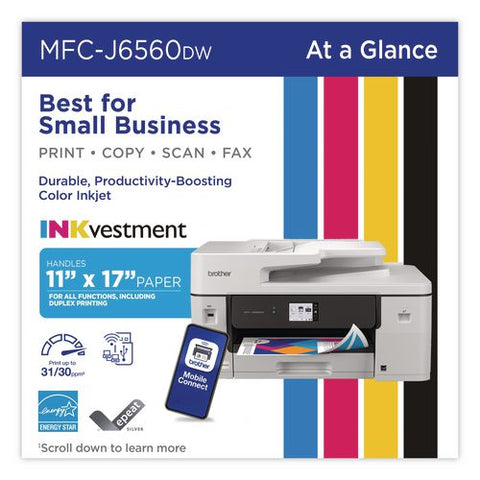 Mfc-j6560dw Inkvestment Aio Printer, Copy/fax/print/scan